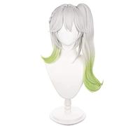 Cosplay Wig Peluca de anime for peluca de cosplay de Genshin Nahida, mezcla de grises y verdes con peluca larga de cola de caballo, peluca de disfraz de Halloween, for Halloween, fiesta de disfraces,