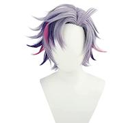 Cosplay Wig Peluca de anime for Vtuber Minato Fuwa Peluca de cosplay, Peluca corta de color rosa mezclado púrpura, Peluca de disfraz de Halloween, for Halloween, Fiesta de disfraces, Espectáculo de an