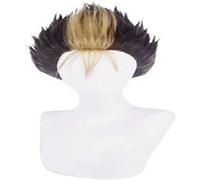 Cosplay Wig ¡Peluca de Anime Haikyuu!Yu Nishinoya teñido y teñido Peluca de Pelo Corto Negro Cosplay Comic-con Fiesta de Halloween Carnaval Hombres y Mujeres Anime Fans Regalo KEEBON