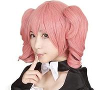 Cosplay Wig Peluca de anime Inu X Boku SS Cosplay Roromiya Karuta Peluca, 2 colas de caballo Peluca rosa rizada, Disfraz Peluca de Halloween, for Halloween, Fiesta de disfraces, Espectáculo de anime,