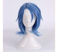 Cosplay Wig Peluca de anime Kingdom Hearts Cosplay Aqua Peluca, Peluca azul corta, Disfraz Peluca de Halloween, for Halloween, Fiesta de disfraces, Espectáculo de anime, Evento de cosplay, Conciertos
