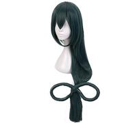 Cosplay Wig Peluca de anime My Hero Academia Cosplay Asui Tsuyu Peluca, Peluca larga verde oscuro, Disfraz Peluca de Halloween, for Halloween, Fiesta de disfraces, Espectáculo de anime, Evento de cosp