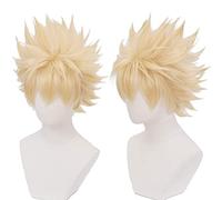 Cosplay Wig Peluca de anime My Hero Academia Cosplay Katsuki Bakugou Peluca, Peluca rubia corta, Disfraz Peluca de Halloween, for Halloween, Fiesta de disfraces, Espectáculo de anime, Evento de cospla