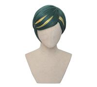Cosplay Wig Peluca de anime My Hero Academia Cosplay Sir Nighteye Peluca, Peluca corta amarilla mixta verde, Disfraz Peluca de Halloween, for Halloween, Fiesta de disfraces, Espectáculo de anime, Even