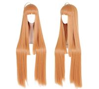 Cosplay Wig Peluca de anime Persona 5 Cosplay Futaba Sakura Peluca, Peluca recta larga naranja, Peluca de disfraz de Halloween, for Halloween, Fiesta de disfraces, Espectáculo de anime, Evento de cosp