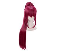 Cosplay Wig Peluca de anime Puella Magi Madoka Magica Cosplay Kyouko Sakura Peluca, Peluca larga de cola de caballo Borgoña, Disfraz Peluca de Halloween, for Halloween, Fiesta de disfraces, Espectácul