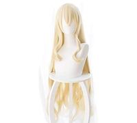 Cosplay Wig Peluca de Cosplay de Anime Goblin Slayer Priestess, Pelo Largo Liso Dorado Claro, Peluca Larga de 100cm