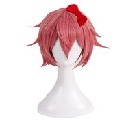 Cosplay Wig Peluca de Cosplay for Doki Doki Literature Club Sayori Pelo sintético Corto Rosa Rojo Resistente al Calor
