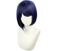 Cosplay Wig Peluca de impacto Genshin de 14 pulgadas, peluca de anime Cosplay Kujo Sara, peluca degradada azul oscuro con gorro de peluca gratis, for Halloween, fiesta, carnaval, vida nocturna, concie