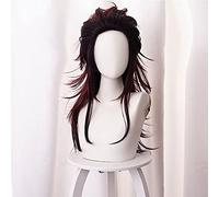Cosplay Wig Peluca Larga de Cosplay de Tanjiro Kamado for Anime Demon Slayer Kimetsu no Yaiba, Disfraz de Halloween, Pelo de Fiesta