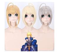 Cosplay Wig Saber Altria Pen Anime Cosplay Peluca Fate stay night Cosplay Comic-Con Fiesta de Halloween Carnaval Adultos Hombres y Mujeres Anime Fans Gift (tres colores), oro pálido (Color : Golden)