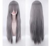 cosplay wig universal 80cm color long straight hair style men and women universal straight hair color:ZF80-024 gray (rose net)