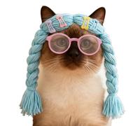 Cosplay Wigs for Cats, Cat Costume Accessories with Glasses, Polyester and ABS Pet Headwear, Cute Kitten Party, Holiday, Christmas, Carnival, Photoshoot, Role Play, Fun Cat Dress-Up Event Prop