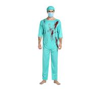 Cosplay Woman, Zombie Nurse Dress, Blood Splatter Piece Set Green White, Scary Cosplay Outfit, for Teens Boys Girls Men Women, Street Performances, Events, Tournament, and Party Use