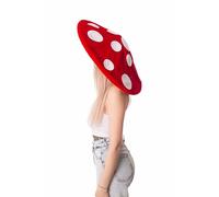 Cosplaya Sombrero de hongo de gama alta para mujeres adultas, disfraz de Halloween, accesorios de cabaña, esporas rojas y blancas, blanco y rojo, Talla única