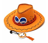 CosplayStudio Puma D. Ace - Sombrero de One Piece con cordón de perlas y smilies