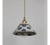 COSRUB Lámpara Colgante Cerámica Vintage, Lámpara de Techo Colgante Pintada a Mano con Base Latón Estilo Granja Mid Century Pequeña para Entrada Dormitorio Cocina Pendant Lights(Flowers)