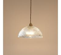 COSRUB Lámpara Colgante Vidrio Cúpula Vintage, Lámpara de Techo Colgante Media Esfera Acanalada Mid Century Granja Transparente para Dormitorio Café Cocina Pendant Lights(30cm/11.81in)
