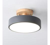 COSRUB Lámpara de Techo LED Nórdica Semi Empotrada Redonda Crema Diseño Moderno Colorido, Plafón Elegante Luz de Techo para Pasillo Entrada Balcón(Gray,3000K)