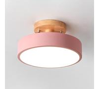 COSRUB Lámpara de Techo LED Nórdica Semi Empotrada Redonda Crema Diseño Moderno Colorido, Plafón Elegante Luz de Techo para Pasillo Entrada Balcón(Pink,4000K)