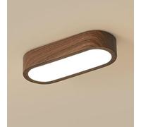 COSRUB Lámpara de Techo LED Ovalada Moderna, Plafón Lineal Efecto Madera Estilo Minimalista Luz de Techo Campestre para Pasillo Balcón(Walnut,3 modes)