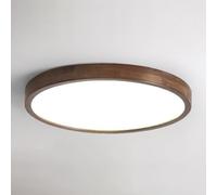 COSRUB Lámpara de Techo LED Redonda Estilo Madera Ultrafina Minimalista, Plafón Moderno Luz de Techo Estilo Farmhouse Dormitorio Pasillo(Walnut(3 modes),30cm/11.81in)