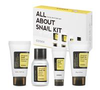 COSRX Set de Cuidado Facial con Mucina de Caracol, Mini Viaje: Gel Limpiador, Suero, Hidratante y Crema para Ojos, Kit Rejuvenec