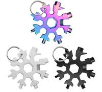 Cossaot 3 Pcs Multiherramienta de Copo de Nieve 18 en 1, Llavero Multiusos | Acero Resistente, Bordes de Uso Preciso, Fácil de Guardar, para Reparaciones, Camping, Bicicleta, Hogar y Taller.