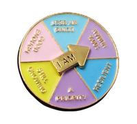 COSSIKA Broche de alfiler, disco giratorio creativo, Pin de solapa, rueda de sentimientos, alfileres de aleación, broche con letras geométricas, broches de flechas seleccionadas