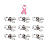 COSSIKA Broche de moda, 10 piezas, alfileres de solapa para concientización sobre el cáncer de mama, broche de cinta de esperanza rosa para mujeres y niñas, broche decorativo con insignia, adorno