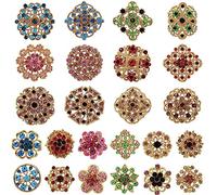 COSSIKA Broche de moda 24 piezas transparente para broches de flores de cristal de diamantes de imitación de colores mezclados para broches de flores de cristal de diamantes de imitación