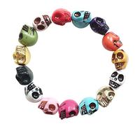 COSSIKA Pulsera de Calavera Estilo Punk, Pulsera de Calavera gótica Colorida, Pulsera elástica, Pulsera unida, Regalo de joyería para Mujeres y niñas