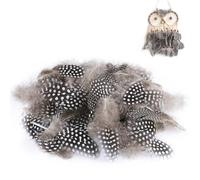 Cosswe 200 plumas de gallina de Guinea, plumas marrones para manualidades, plumas suaves de 4 a 10 cm, plumas naturales moteadas para manualidades, pendientes, atrapasueños, máscaras
