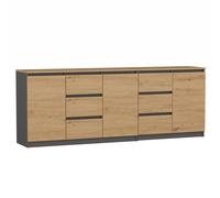 CDF Aparador 200cm Cachemira 3 Puertas 6 Cajones Sin Tiradores Mueble Salón Comedor Dormitorio Entrada Amplio Almacenamiento Diseño Moderno Guías Rodillos Bisagras Acero Tablero Aglomerado 16mm Mate