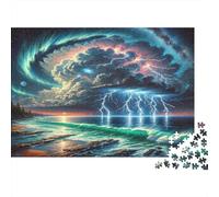 Costa Aurora Puzzle de 1000 Piezas Juego de Puzzle 1000 Piezas Escena de Tormenta de Rayos Papel Adultos Familia Relajación Hogar 38x26cm/1000pcs