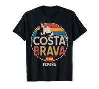 Costa Brava España Ciudad Viajes España Camiseta gráfica económica, Hombre, Negro, XL
