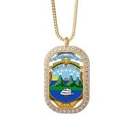 Costa - Collar con colgante de diamantes y cristales dorados con emblema nacional