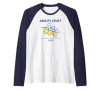 Costa de Amalfi Italia Limones Moderno Italiano Viajes Camiseta Manga Raglan