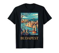 Costa de Budapest Hungría Río Danubio Retro Viajes Camiseta