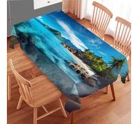 Costa De Ensueño, Océano, Palmeras Tropicales, Isla Mágica, Moderna Mantel Mesa Rectangular Mantel Antimanchas Manteles para Decoración Fiesta 137X183Cm