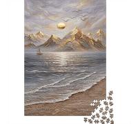 Costa de la Montaña de la Nieve DoradaRompecabezas Clásico 1000 Piezas Cartón Reciclado Relajación Mental, Tiempo Libre, Regalo De Cumpleaños para Amantes De Puzzles 70x50cm/1000pcs