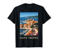 Costa de Viaje Retro de la Riviera Francesa de Saint Tropez Camiseta