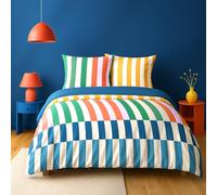 COSTA DECO - Juego de cama de 220 x 240 cm, algodón, multicolor a rayas, 3 piezas