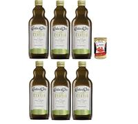 Costa d'Oro Extra, extrae aceite de oliva extraído en frío extra de 1 l. Sabor equilibrado, apto para todas las recetas y como condimento para ensalada, 6 x 1 litro + polpa italiana gourmet 400 g
