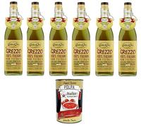 Costa d'Oro Il Grezzo Olio extra vergione di oliva, aceite de oliva virgen extra, sin filtrar y prensado en frío, 6 x 1 litro + Polpa italiana Gourmet 400 g