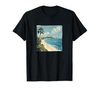 Costa mediterránea Vintage Paisaje Gráfico Camiseta