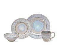 Costa Nova, Cristal colección, Vajilla elegante, gres, Juego de vajilla completa 4 piezas, 1 persona, nacar,