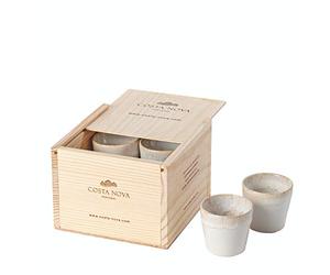 Costa Nova, Grespresso colección, Vajilla elegante, gres, Caja regalo en madera 8 tazas expresso, blanco, 0