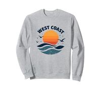 Costa Oeste Puesta del Sol Playa Sudadera, Unisex para Adultos, Gris Jaspeado, M