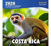 Costa Rica 2026 Calendar: Lush Rainforests, Wildlife & Tropical Scenes